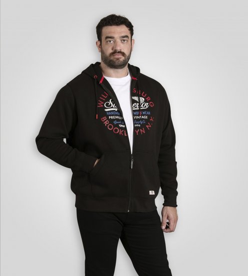 Duke Southampton Brooklyn Chest Print Full Zip Hoodie Black - Mikiny & mikiny bez kapucne - Mikiny & Mikiny s Kapucňou 2XL-12XL