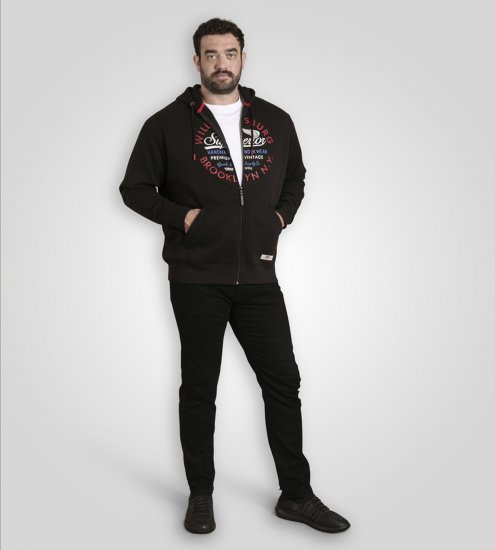 Duke Southampton Brooklyn Chest Print Full Zip Hoodie Black - Mikiny & mikiny bez kapucne - Mikiny & Mikiny s Kapucňou 2XL-12XL