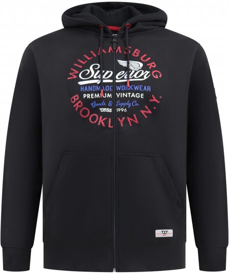 Duke Southampton Brooklyn Chest Print Full Zip Hoodie Black - Mikiny & mikiny bez kapucne - Mikiny & Mikiny s Kapucňou 2XL-12XL