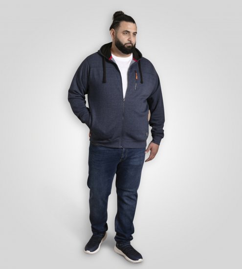D555 Mansfield Hoodie with Zipper Navy - Mikiny & mikiny bez kapucne - Mikiny & Mikiny s Kapucňou 2XL-12XL