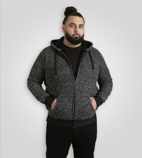 Duke Fareham Bonded Sherpa Lining Knitted Hoodie Grey - Mikiny & mikiny bez kapucne - Mikiny & Mikiny s Kapucňou 2XL-12XL