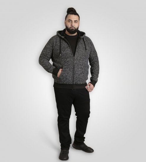 Duke Fareham Bonded Sherpa Lining Knitted Hoodie Grey - Mikiny & mikiny bez kapucne - Mikiny & Mikiny s Kapucňou 2XL-12XL