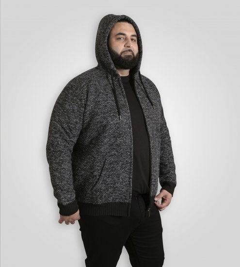 Duke Fareham Bonded Sherpa Lining Knitted Hoodie Grey - Mikiny & mikiny bez kapucne - Mikiny & Mikiny s Kapucňou 2XL-12XL