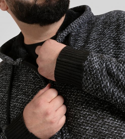 Duke Fareham Bonded Sherpa Lining Knitted Hoodie Grey - Mikiny & mikiny bez kapucne - Mikiny & Mikiny s Kapucňou 2XL-12XL