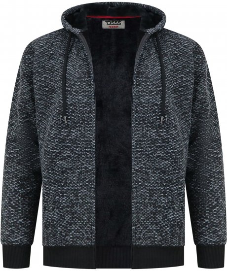 Duke Fareham Bonded Sherpa Lining Knitted Hoodie Grey - Mikiny & mikiny bez kapucne - Mikiny & Mikiny s Kapucňou 2XL-12XL
