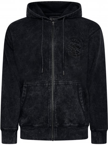 Kam Jeans 7082 Garment DYE with Zipper Hoodie Black - Mikiny & mikiny bez kapucne - Mikiny & Mikiny s Kapucňou 2XL-12XL