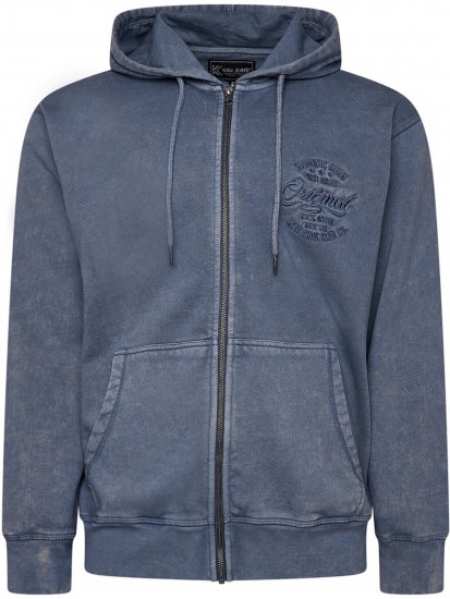 Kam Jeans 7082 Garment DYE with Zipper Hoodie Vintage Indigo - Mikiny & mikiny bez kapucne - Mikiny & Mikiny s Kapucňou 2XL-12XL