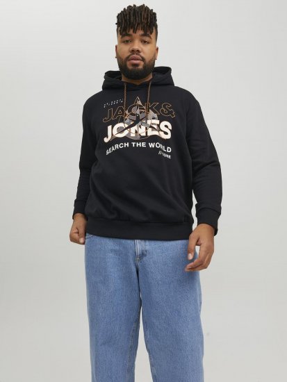 Jack & Jones Hunt Hoodie Black - Mikiny & mikiny bez kapucne - Mikiny & Mikiny s Kapucňou 2XL-12XL