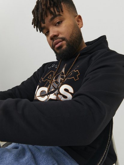 Jack & Jones Hunt Hoodie Black - Mikiny & mikiny bez kapucne - Mikiny & Mikiny s Kapucňou 2XL-12XL