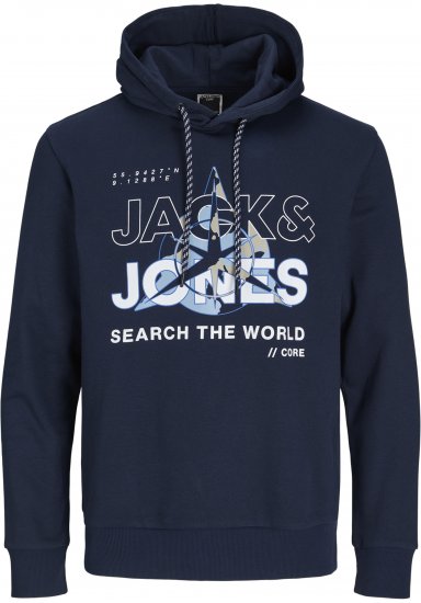 Jack & Jones Hunt Hoodie Navy - Mikiny & mikiny bez kapucne - Mikiny & Mikiny s Kapucňou 2XL-12XL