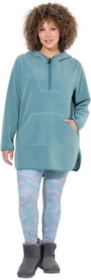 Ulla Popken Teddy Fleece Hooded Zip Neck Sweatshirt Ice Green - Mikiny & mikiny bez kapucne - 