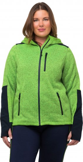 Ulla Popken Contrast Inserts Sweater Knit Hoodie Light Green - Mikiny & mikiny bez kapucne - 