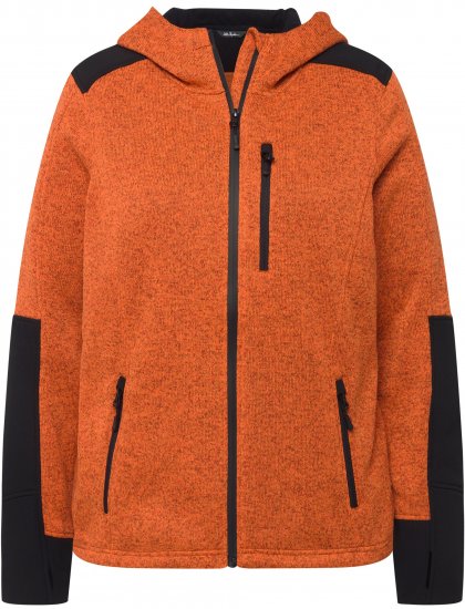 Ulla Popken Contrast Inserts Sweater Knit Hoodie Bright Orange Yellow - Mikiny & mikiny bez kapucne - 