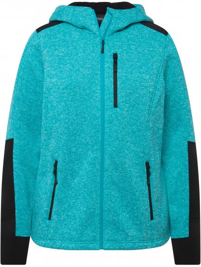 Ulla Popken Contrast Inserts Sweater Knit Hoodie Aquamarine - Mikiny & mikiny bez kapucne - 