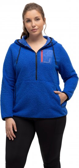 Ulla Popken Teddy Fleece Partial Zip Hoodie Royal Blue - Mikiny & mikiny bez kapucne - 