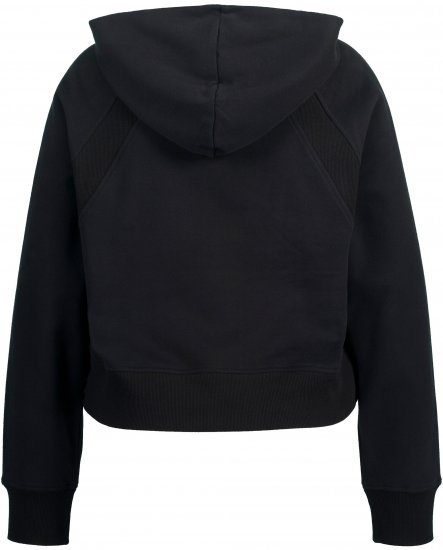 Ulla Popken Ribbed Inset Zip Collar Hoodie Black - Mikiny & mikiny bez kapucne - 