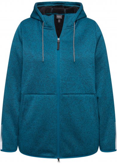 Ulla Popken Sweater Knit Fleece Hoodie Dark Petrol - Mikiny & mikiny bez kapucne - 