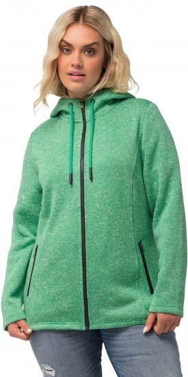 Ulla Popken Melange Knit Fleece Lined Hoodie Spring Green - Mikiny & mikiny bez kapucne - 