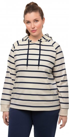 Ulla Popken Stripe Print Loungewear Hoodie Chalk - Mikiny & mikiny bez kapucne - 