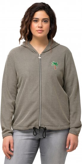 Ulla Popken Drawstring Hem Zip-Up Hoodie Grey - Mikiny & mikiny bez kapucne - 