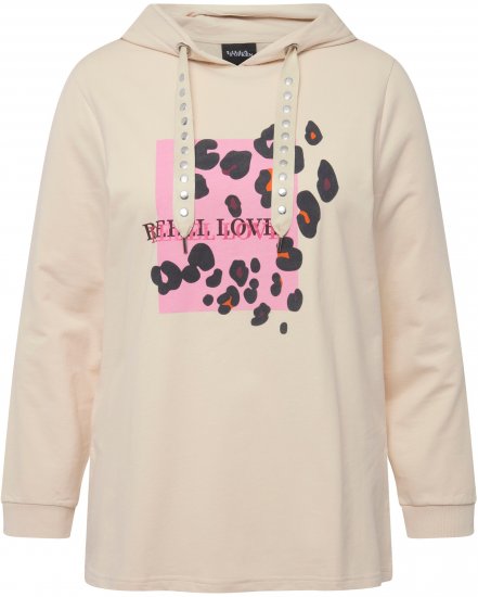 Ulla Popken REBEL LOVE Long Sleeve Graphic Hoodie Vanilla - Mikiny & mikiny bez kapucne - 