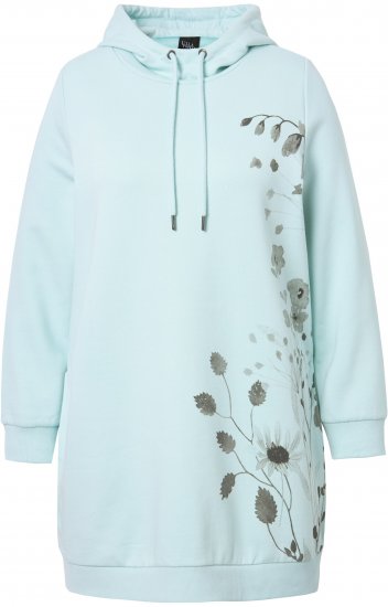 Ulla Popken Oversized Grass Graphic Hoodie Glacier Green - Mikiny & mikiny bez kapucne - 