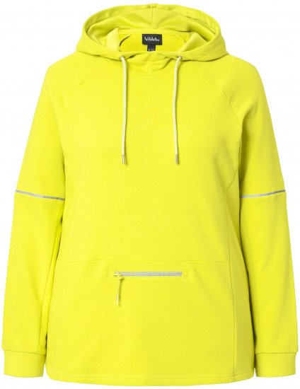 Ulla Popken Zippered Pocket and Reflective Piping Hoodie Green Apple - Mikiny & mikiny bez kapucne - 