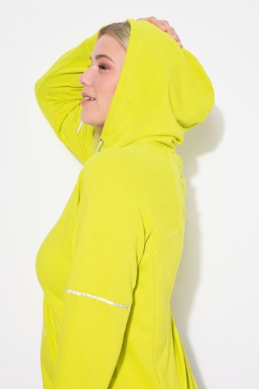 Ulla Popken Zippered Pocket and Reflective Piping Hoodie Green Apple - Mikiny & mikiny bez kapucne - Pohodlné mikiny, hoodie a pletené svetre
