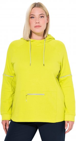 Ulla Popken Zippered Pocket and Reflective Piping Hoodie Green Apple - Mikiny & mikiny bez kapucne - 