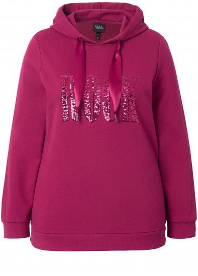 Ulla Popken Rock Sequined Hoodie Ruby - Mikiny & mikiny bez kapucne - 
