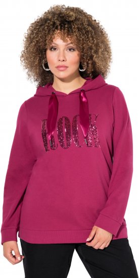 Ulla Popken Rock Sequined Hoodie Ruby - Mikiny & mikiny bez kapucne - 