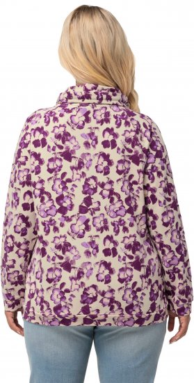 Ulla Popken Floral Print Drawstring Collar Hoodie Vanilla - Mikiny & mikiny bez kapucne - 