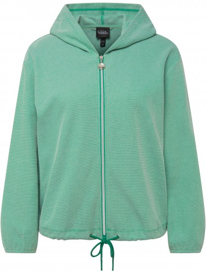 Ulla Popken Drawstring Hem Two-Tone Knit Hoodie Emerald Green - Mikiny & mikiny bez kapucne - 