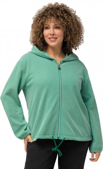Ulla Popken Drawstring Hem Two-Tone Knit Hoodie Emerald Green - Mikiny & mikiny bez kapucne - 