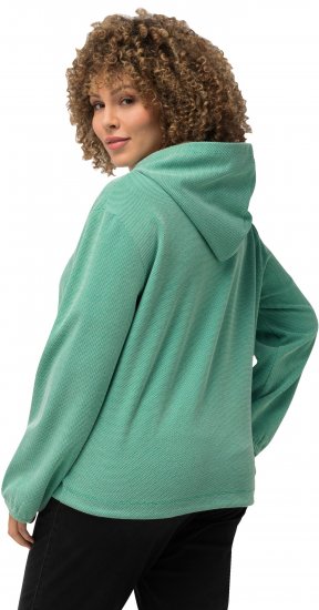 Ulla Popken Drawstring Hem Two-Tone Knit Hoodie Emerald Green - Mikiny & mikiny bez kapucne - 