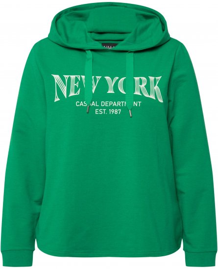 Ulla Popken City Name Graphic Hoodie Emerald Green - Mikiny & mikiny bez kapucne - 