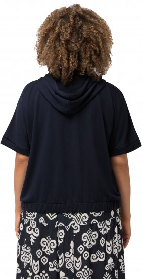 Ulla Popken Short Sleeve Zip-Up Hoodie Navy - Mikiny & mikiny bez kapucne - 