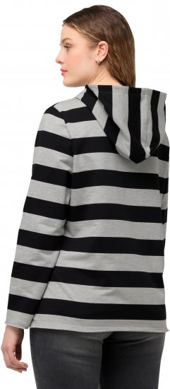Ulla Popken Mixed Stripe Long Sleeve Hoodie Black - Mikiny & mikiny bez kapucne - 