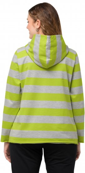 Ulla Popken Mixed Stripe Long Sleeve Hoodie Apple Green - Mikiny & mikiny bez kapucne - 