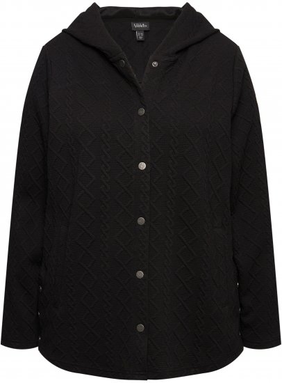 Ulla Popken Cable Knit Long Sleeve Hoodie Black - Mikiny & mikiny bez kapucne - 