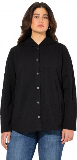 Ulla Popken Cable Knit Long Sleeve Hoodie Black - Mikiny & mikiny bez kapucne - 