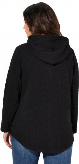 Ulla Popken Cable Knit Long Sleeve Hoodie Black - Mikiny & mikiny bez kapucne - 