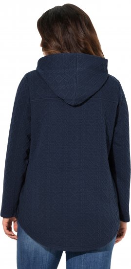 Ulla Popken Cable Knit Long Sleeve Hoodie Navy - Mikiny & mikiny bez kapucne - 