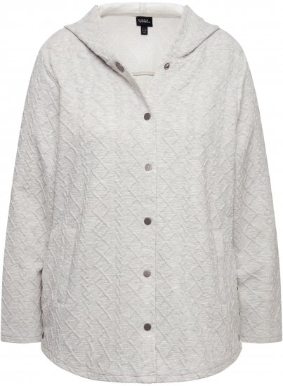 Ulla Popken Cable Knit Long Sleeve Hoodie Light Grey Melange - Mikiny & mikiny bez kapucne - 