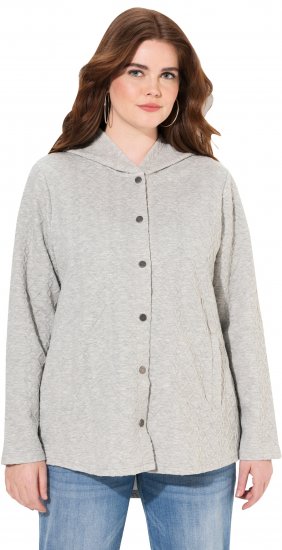 Ulla Popken Cable Knit Long Sleeve Hoodie Light Grey Melange - Mikiny & mikiny bez kapucne - 