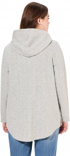 Ulla Popken Cable Knit Long Sleeve Hoodie Light Grey Melange - Mikiny & mikiny bez kapucne - 
