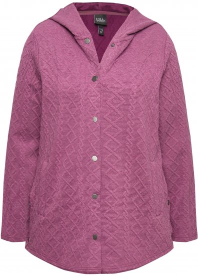Ulla Popken Cable Knit Long Sleeve Hoodie Berry - Mikiny & mikiny bez kapucne - 