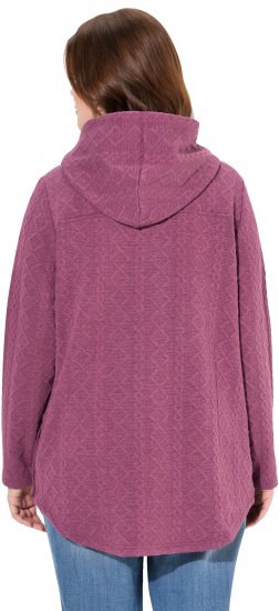 Ulla Popken Cable Knit Long Sleeve Hoodie Berry - Mikiny & mikiny bez kapucne - 