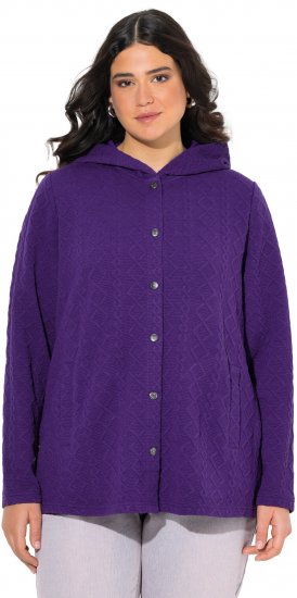 Ulla Popken Cable Knit Long Sleeve Hoodie Deep Violet - Mikiny & mikiny bez kapucne - 