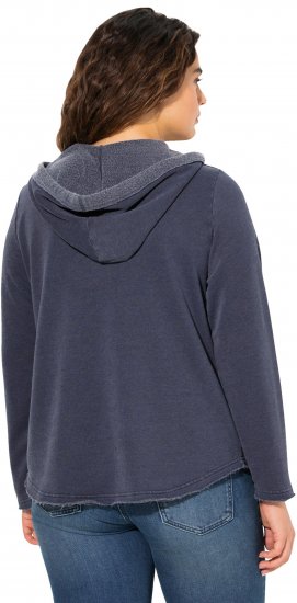Ulla Popken Open Edged Long Sleeve V-Neck Hoodie Navy - Mikiny & mikiny bez kapucne - 
